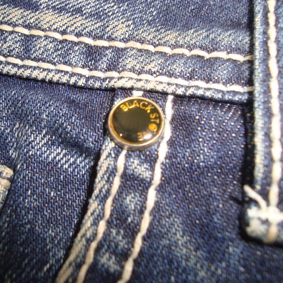 BLACK STONE Original Denim Mens Distressed Moto Blue Denim Jeans - Picture 5 of 13